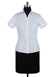 女短袖襯衫白條紋TMNC507A